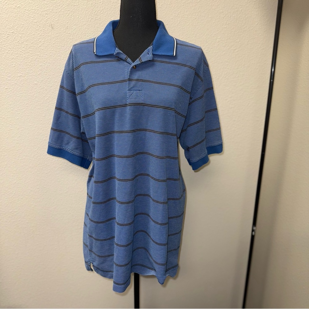 Greg Norman Collection Blue Striped Polo Shirt